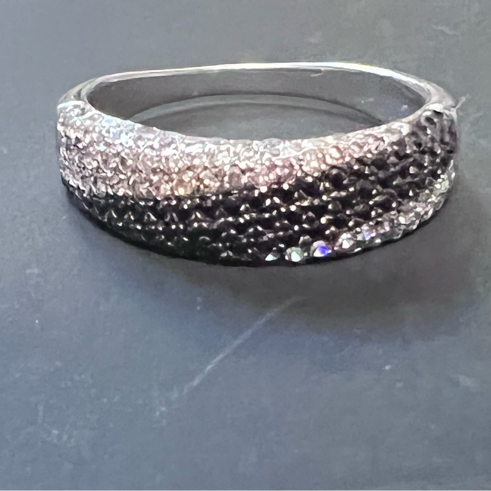 Black and White Diamond set in Sterling Silver Band
